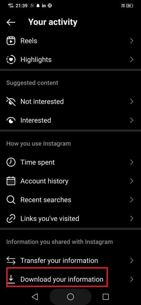 How to clear cache on Instagram