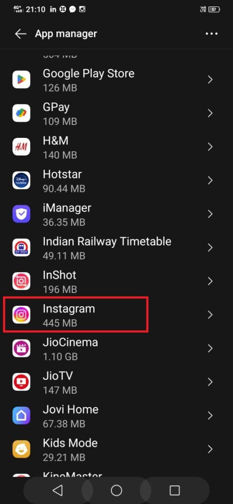 How to clear cache on Instagram