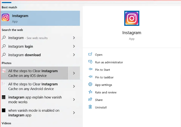 How to clear cache on Instagram