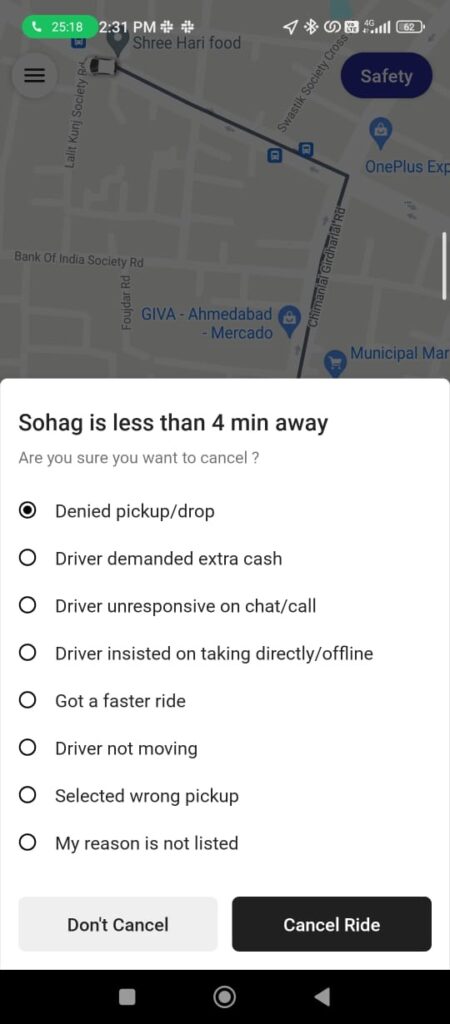 How to Cancel Booked Ola Cab Ride