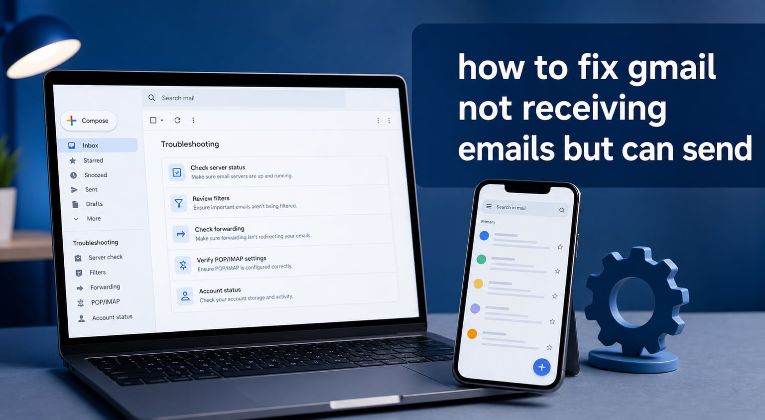 how to fix gmail not receiving emails but can send